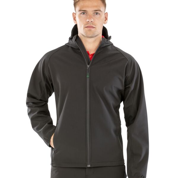 Result Genuine Recycled Three Layer Printable Hooded Soft Shell Jacket Thumbnail