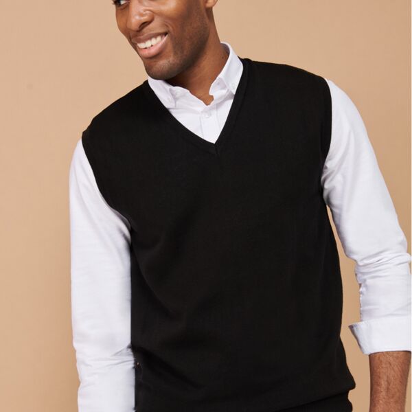 Henbury Lightweight Sleeveless Cotton Acrylic V Neck Sweater Thumbnail