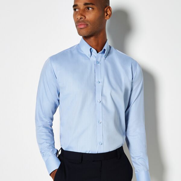 Kustom Kit Long Sleeve Slim Fit Oxford Twill Non-Iron Shirt Thumbnail
