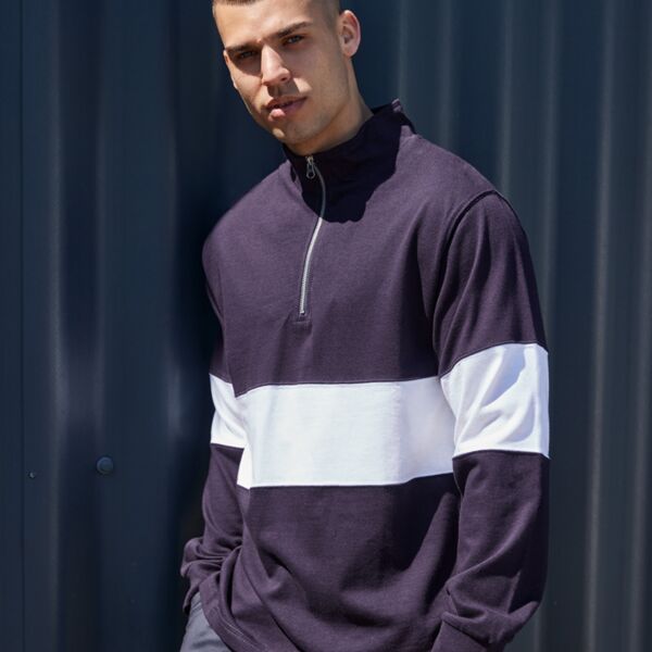 Front Row Panelled 1/4 Zip Neck Top Thumbnail