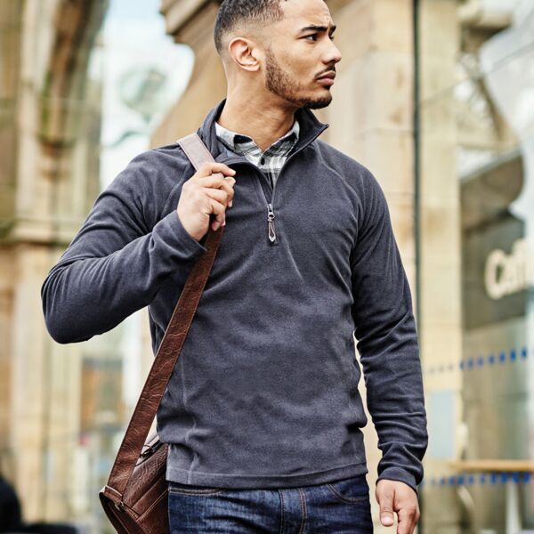 Parkline Zip Neck Mini Stripe Micro Fleece Thumbnail
